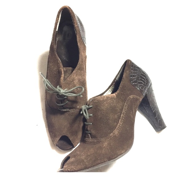 Steampunk Suede chunky open toe shoes 7.5 booties - Picture 1 of 6